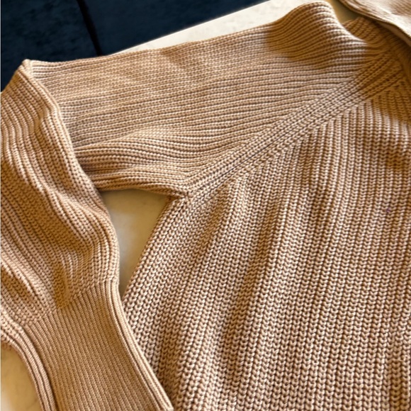 Ser.O.Ya Carly Knit Mini Sweater Dress Cotton Long Sleeves Tan Size L NWOT - Picture 4 of 9